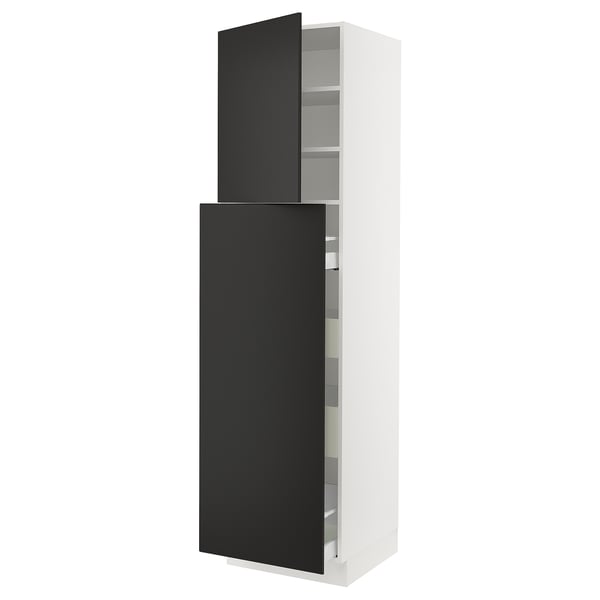 SEKTION / MAXIMERA Gabinete alto+4cjn/1pt/2stnt xtrbl, blanco/Nickebo antracita mate, 24x24x90 "