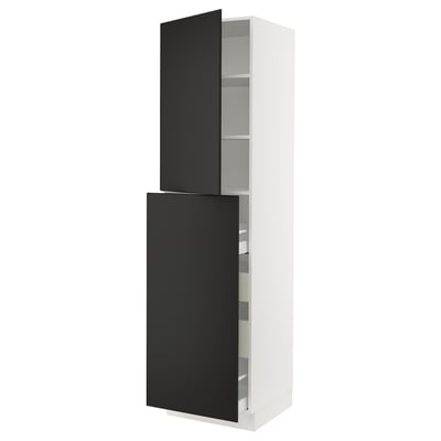 SEKTION / MAXIMERA Gabinete alto+4cjn/1pt/2stnt xtrbl, blanco/Nickebo antracita mate, 24x24x90 "