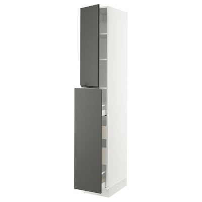 SEKTION / MAXIMERA Gabinete alto+4cjn/1pt/2stnt xtrbl, blanco/Voxtorp gris oscuro, 15x24x90 "