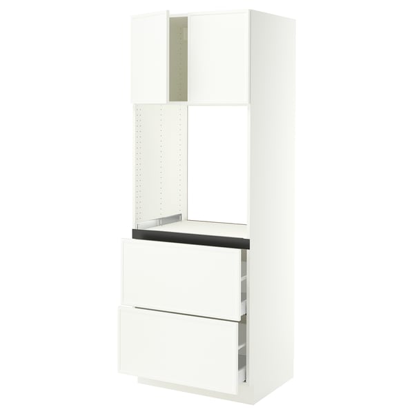 SEKTION / MAXIMERA Gabinete alto horno+2 cajones/2 pt, blanco/Aspudden blanco mate, 30x24x80 "