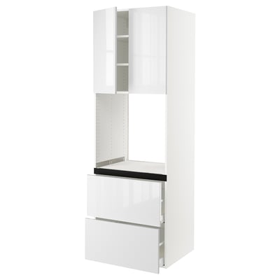 SEKTION / MAXIMERA Gabinete alto horno+2 cajones/2 pt, blanco/Ringhult blanco, 30x24x90 "