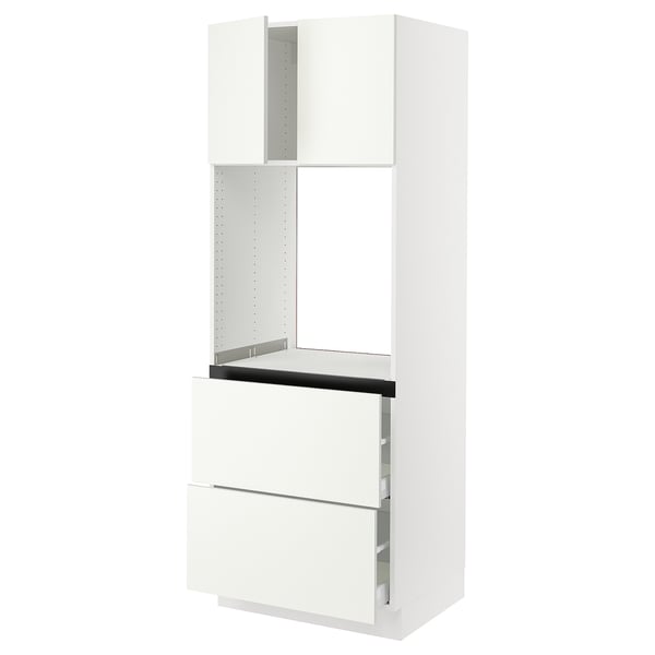 SEKTION / MAXIMERA Gabinete alto horno+2 cajones/2 pt, blanco/Vallstena blanco, 30x24x80 "