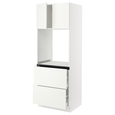 SEKTION / MAXIMERA Gabinete alto horno+2 cajones/2 pt, blanco/Vallstena blanco, 30x24x80 "