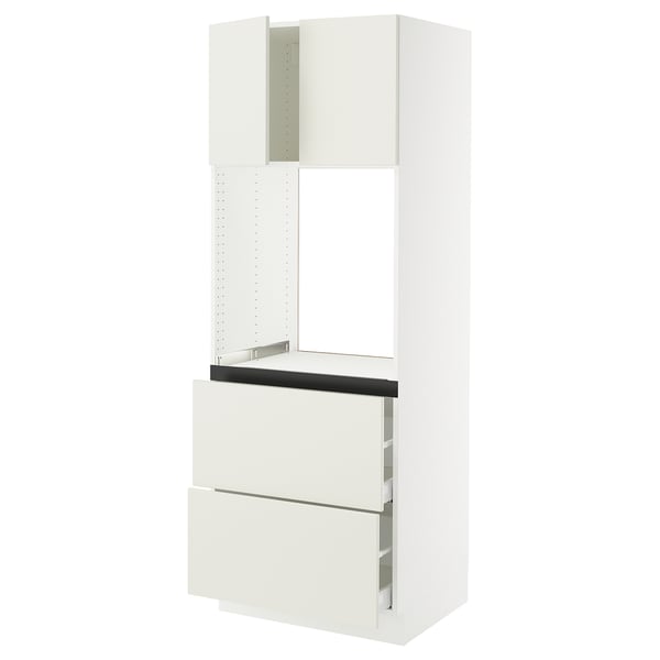 SEKTION / MAXIMERA Gabinete alto horno+2 cajones/2 pt, blanco/Veddinge blanco, 30x24x80 "