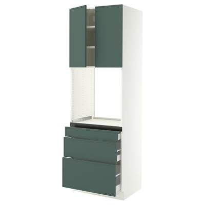 SEKTION / MAXIMERA Gabinete alto horno+3 cajones/2 pt, blanco/Aspudden gris verdoso oscuro, 30x24x90 "