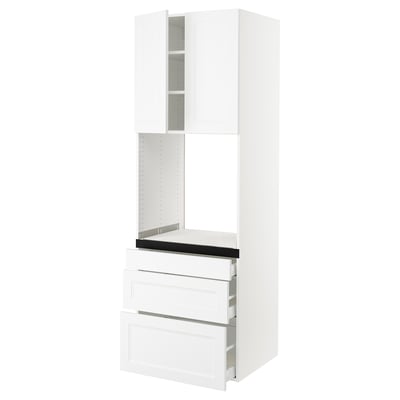 SEKTION / MAXIMERA Gabinete alto horno+3 cajones/2 pt, blanco/Axstad blanco mate, 30x24x90 "