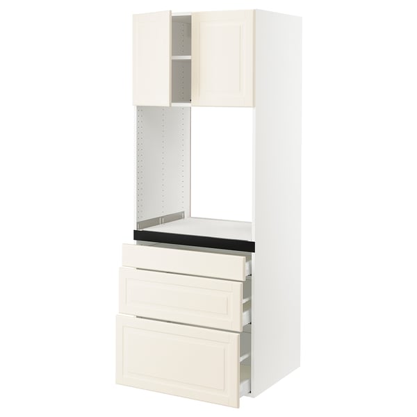 SEKTION / MAXIMERA Gabinete alto horno+3 cajones/2 pt, blanco/Bodbyn color hueso, 30x24x80 "
