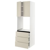 SEKTION / MAXIMERA Gabinete alto horno+3 cajones/2 pt, blanco/Havstorp beige, 30x24x90 "