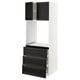SEKTION / MAXIMERA Gabinete alto horno+3 cajones/2 pt, blanco/Lerhyttan teñido en negro, 30x24x80 "