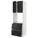 SEKTION / MAXIMERA Gabinete alto horno+3 cajones/2 pt, blanco/Upplöv antracita mate, 30x24x90 "
