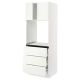 SEKTION / MAXIMERA Gabinete alto horno+3 cajones/2 pt, blanco/Vallstena blanco, 30x24x80 "