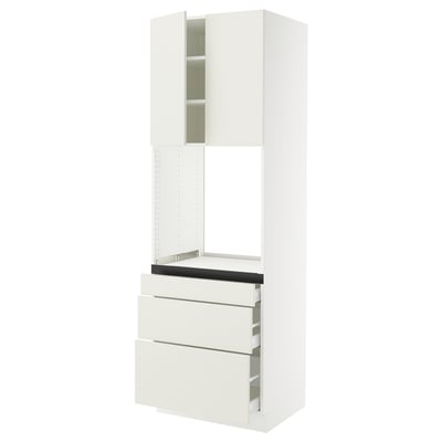 SEKTION / MAXIMERA Gabinete alto horno+3 cajones/2 pt, blanco/Veddinge blanco, 30x24x90 "