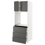 SEKTION / MAXIMERA Gabinete alto horno+3 cajones/2 pt, blanco/Voxtorp gris oscuro, 30x24x80 "