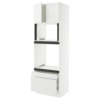 SEKTION / MAXIMERA Gabinete alto horno/micro+2cjn/2pt, blanco/Axstad blanco mate, 30x24x90 "