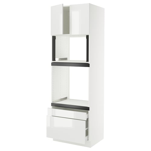 SEKTION / MAXIMERA Gabinete alto horno/micro+2cjn/2pt, blanco/Ringhult blanco, 30x24x90 "
