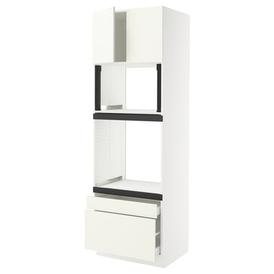 SEKTION / MAXIMERA Gabinete alto horno/micro+2cjn/2pt, blanco/Vallstena blanco, 30x24x90 "