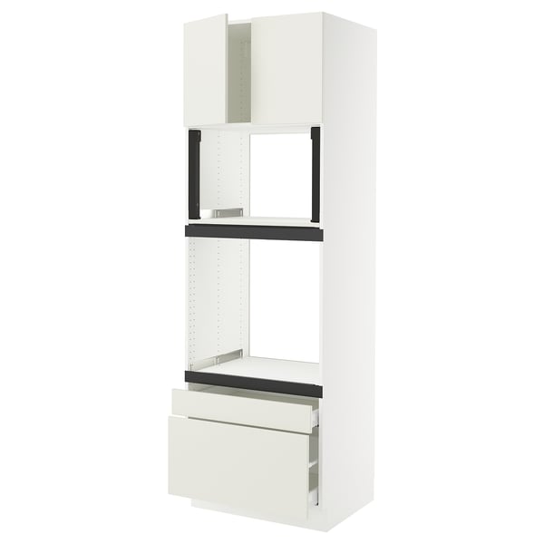 SEKTION / MAXIMERA Gabinete alto horno/micro+2cjn/2pt, blanco/Veddinge blanco, 30x24x90 "
