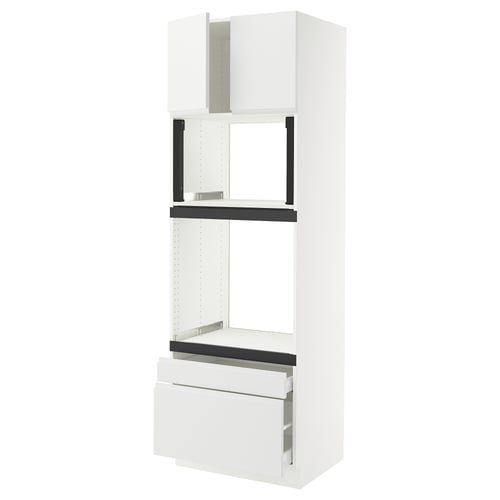 SEKTION / MAXIMERA Gabinete alto horno/micro+2cjn/2pt, blanco/Voxtorp blanco mate, 30x24x90 "