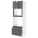 SEKTION / MAXIMERA Gabinete alto horno/micro+2cjn/2pt, blanco/Voxtorp gris oscuro, 30x24x90 "