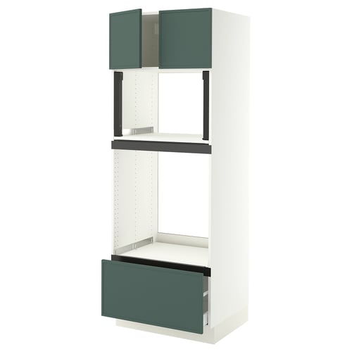 SEKTION / MAXIMERA Gabinete alto horno/micro+cjn/2prta, blanco/Aspudden gris verdoso oscuro, 30x24x80 "