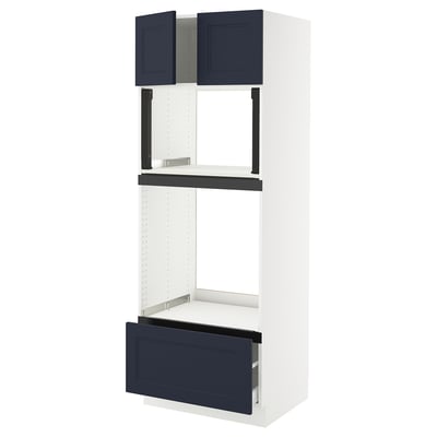 SEKTION / MAXIMERA Gabinete alto horno/micro+cjn/2prta, blanco Axstad/mate azul, 30x24x80 "