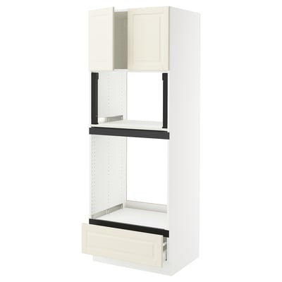 SEKTION / MAXIMERA Gabinete alto horno/micro+cjn/2prta, blanco/Bodbyn color hueso, 30x24x80 "