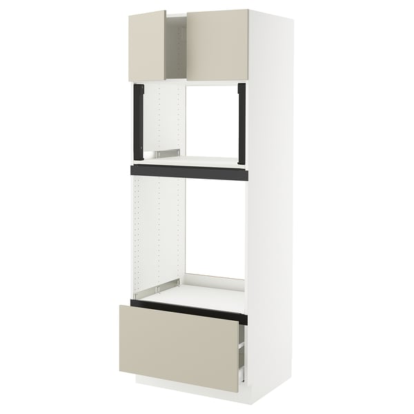 SEKTION / MAXIMERA Gabinete alto horno/micro+cjn/2prta, blanco/Havstorp beige, 30x24x80 "