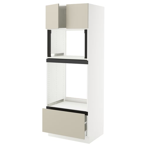 SEKTION / MAXIMERA Gabinete alto horno/micro+cjn/2prta, blanco/Havstorp beige, 30x24x80 "