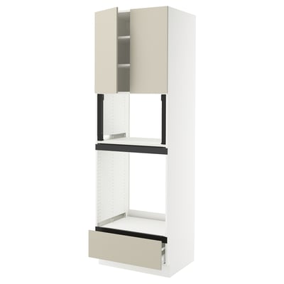 SEKTION / MAXIMERA Gabinete alto horno/micro+cjn/2prta, blanco/Havstorp beige, 30x24x90 "