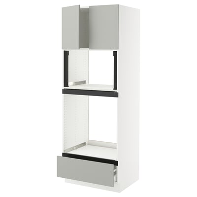 SEKTION / MAXIMERA Gabinete alto horno/micro+cjn/2prta, blanco/Havstorp gris claro, 30x24x80 "