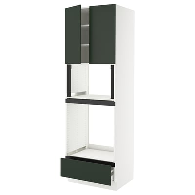 SEKTION / MAXIMERA Gabinete alto horno/micro+cjn/2prta, blanco/Havstorp verde oscuro, 30x24x90 "