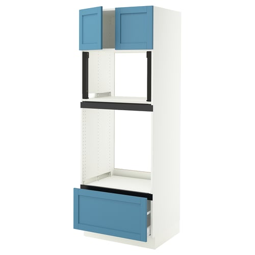 SEKTION / MAXIMERA Gabinete alto horno/micro+cjn/2prta, blanco/Lerhyttan azul, 30x24x80 "
