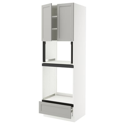 SEKTION / MAXIMERA Gabinete alto horno/micro+cjn/2prta, blanco/Lerhyttan gris claro, 30x24x90 "