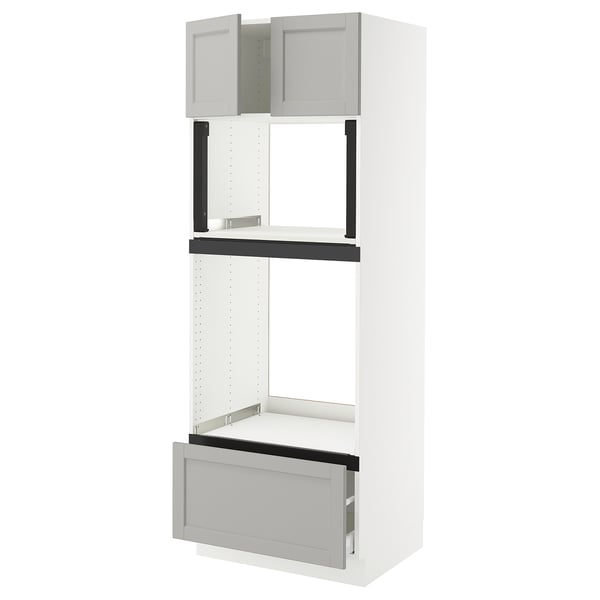 SEKTION / MAXIMERA Gabinete alto horno/micro+cjn/2prta, blanco/Lerhyttan gris claro, 30x24x80 "