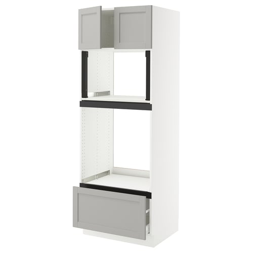 SEKTION / MAXIMERA Gabinete alto horno/micro+cjn/2prta, blanco/Lerhyttan gris claro, 30x24x80 "