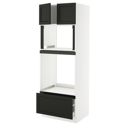 SEKTION / MAXIMERA Gabinete alto horno/micro+cjn/2prta, blanco/Lerhyttan teñido en negro, 30x24x80 "