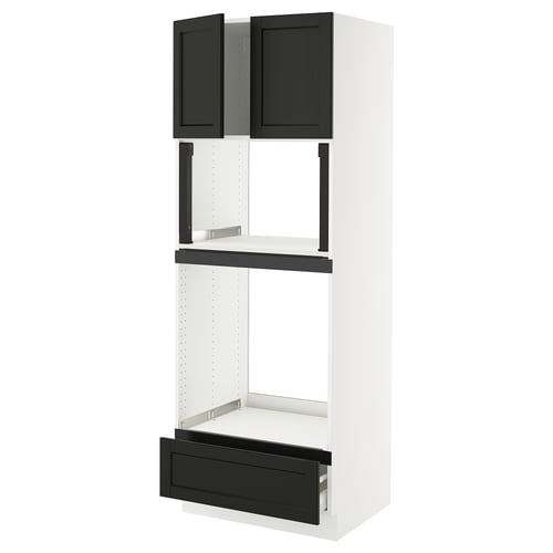 SEKTION / MAXIMERA Gabinete alto horno/micro+cjn/2prta, blanco/Lerhyttan teñido en negro, 30x24x80 "