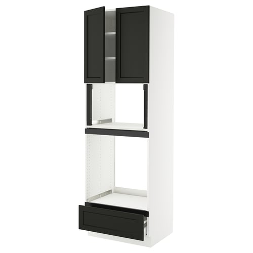 SEKTION / MAXIMERA Gabinete alto horno/micro+cjn/2prta, blanco/Lerhyttan teñido en negro, 30x24x90 "