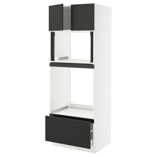 SEKTION / MAXIMERA Gabinete alto horno/micro+cjn/2prta, blanco/Nickebo antracita mate, 30x24x80 "