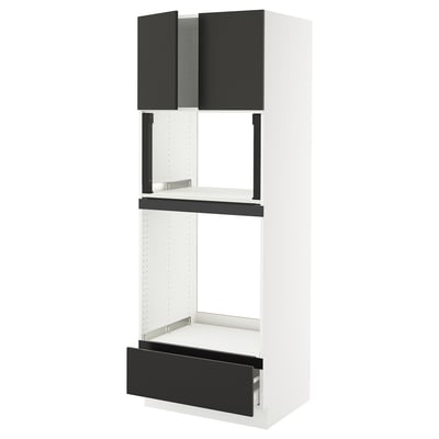 SEKTION / MAXIMERA Gabinete alto horno/micro+cjn/2prta, blanco/Nickebo antracita mate, 30x24x80 "