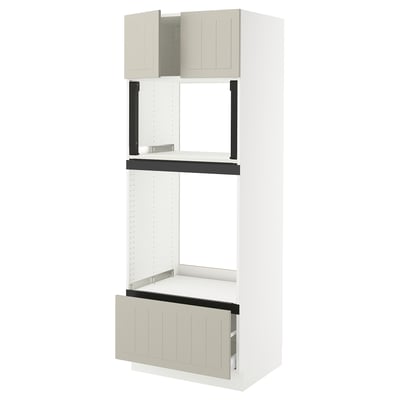 SEKTION / MAXIMERA Gabinete alto horno/micro+cjn/2prta, blanco/Stensund beige, 30x24x80 "
