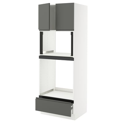 SEKTION / MAXIMERA Gabinete alto horno/micro+cjn/2prta, blanco/Voxtorp gris oscuro, 30x24x80 "