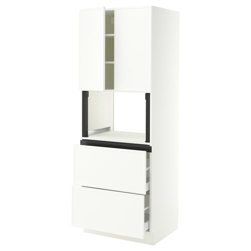 SEKTION / MAXIMERA Gabinete alto micro+2cajones/2prta, blanco/Aspudden blanco mate, 30x24x80 "