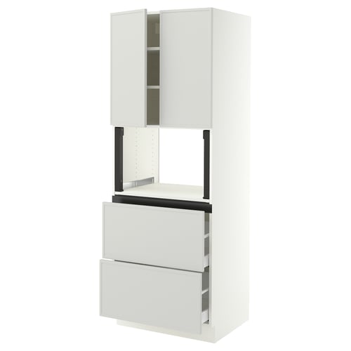 SEKTION / MAXIMERA Gabinete alto micro+2cajones/2prta, blanco/Aspudden gris claro, 30x24x80 "
