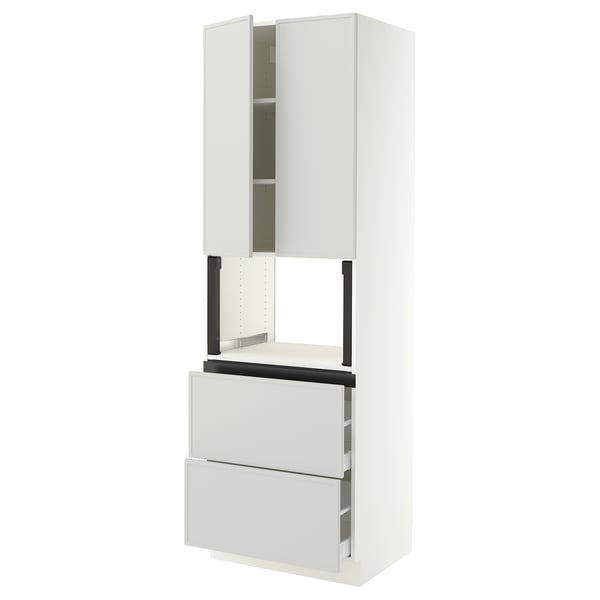 SEKTION / MAXIMERA Gabinete alto micro+2cajones/2prta, blanco/Aspudden gris claro, 30x24x90 "