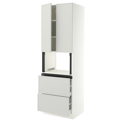 SEKTION / MAXIMERA Gabinete alto micro+2cajones/2prta, blanco/Aspudden gris claro, 30x24x90 "
