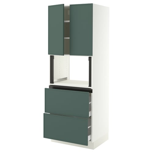 SEKTION / MAXIMERA Gabinete alto micro+2cajones/2prta, blanco/Aspudden gris verdoso oscuro, 30x24x80 "