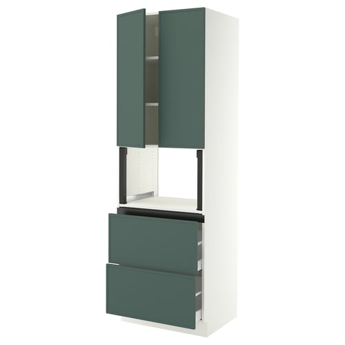 SEKTION / MAXIMERA Gabinete alto micro+2cajones/2prta, blanco/Aspudden gris verdoso oscuro, 30x24x90 "