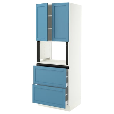 SEKTION / MAXIMERA Gabinete alto micro+2cajones/2prta, blanco/Lerhyttan azul, 30x24x80 "