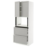 SEKTION / MAXIMERA Gabinete alto micro+2cajones/2prta, blanco/Lerhyttan gris claro, 30x24x80 "